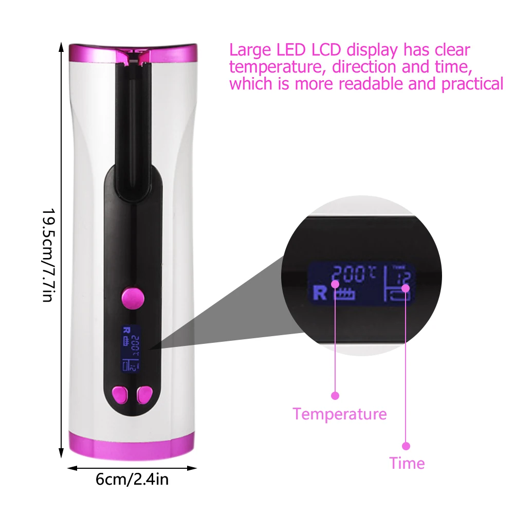 

Cordless Automatic Curling Iron Tongs Wireless Electric Rotating Hair Curlers Waver Adjustable Temperature Rotating Hair Waver