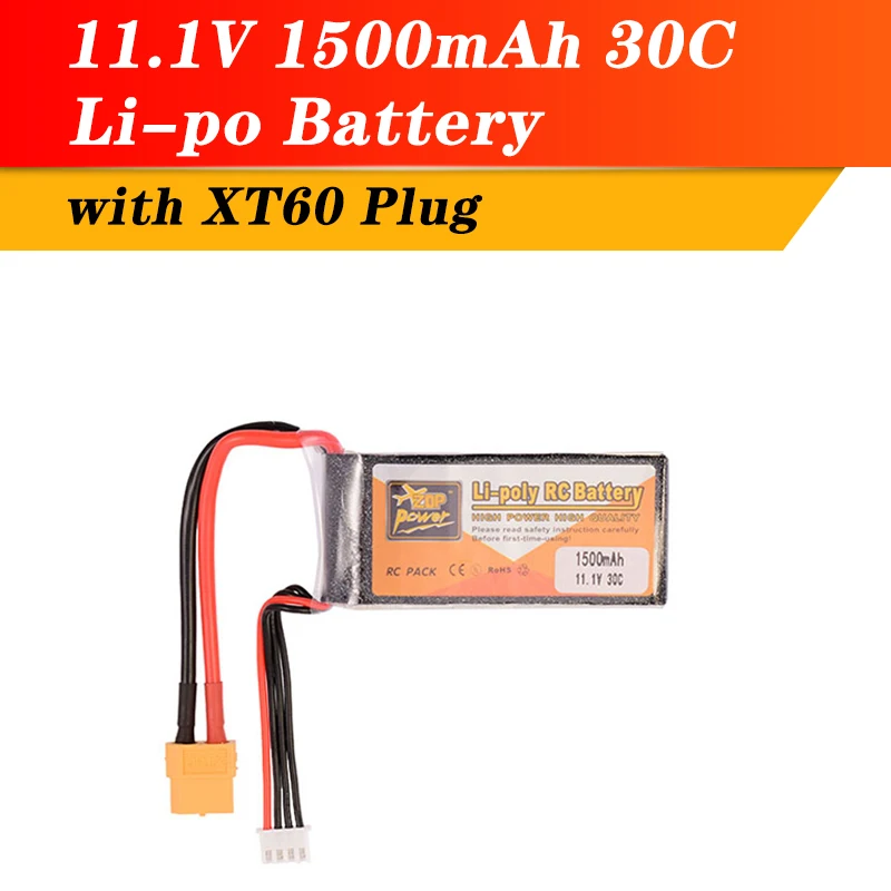 

ZOP Power 11.1V 1500mAh 30C 3S Lipo Battery XT60 Plug Rechargeable Battery For RC Racing Drone Quadcopter Helicopter Car Boat