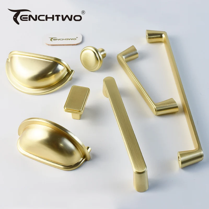 TENCHTWO Nordic Gold Kitchen Furniture Handles Wardrobe Bathroom Storage Cabinet Knob And Dresser Cupboard Drawer Door Pull