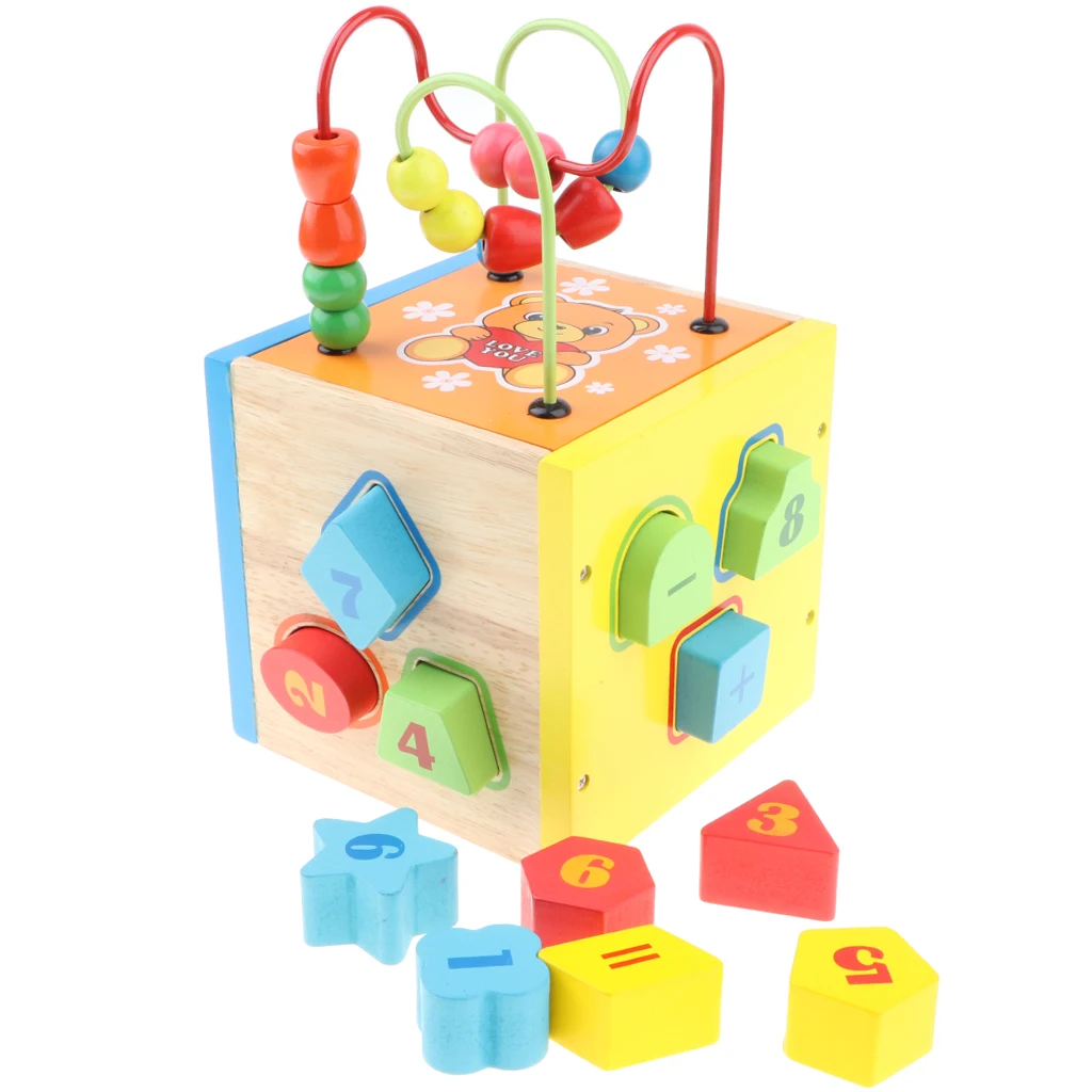 

Wooden Beads Maze Multi-functional Activity Play Box for Kids Baby Toddler Math Educational Toy