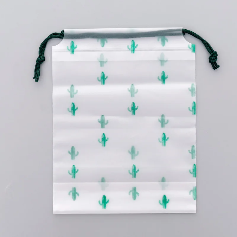 20.4x15.8CM Кактус drawstring маленькая легкая сумка прозрачное матовое водонепроницаемое карманное дорожное платье Сумочка для хранения косметики сумка струнная сумка - Цвет: 20.4x15.8CM