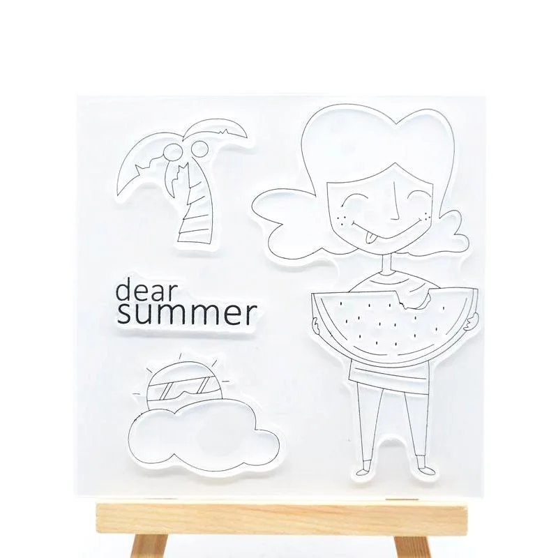 

Watermelon girlClear Stamp Rubber Clear Stamp for Card Making Decoration and Scrampbooking