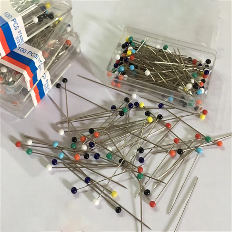 100 шт. разноцветные булавки для одежды с круглым носком изготовления свадебных
