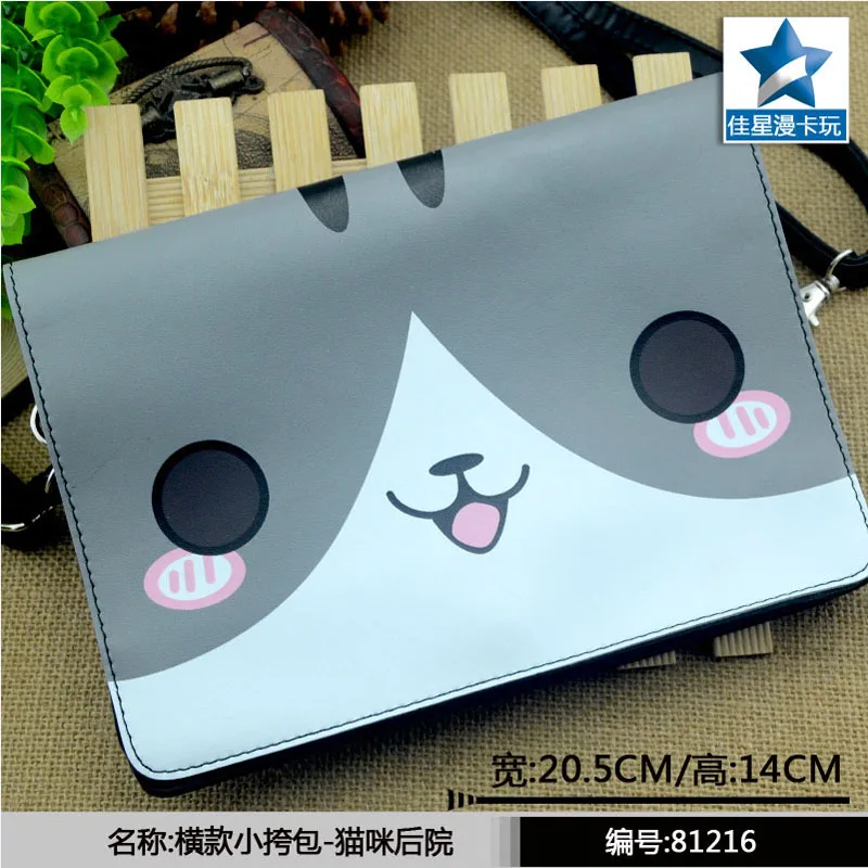 Серая горизонтальная сумка мессенджер Neko Atsume с клапаном из мультфильма/одна