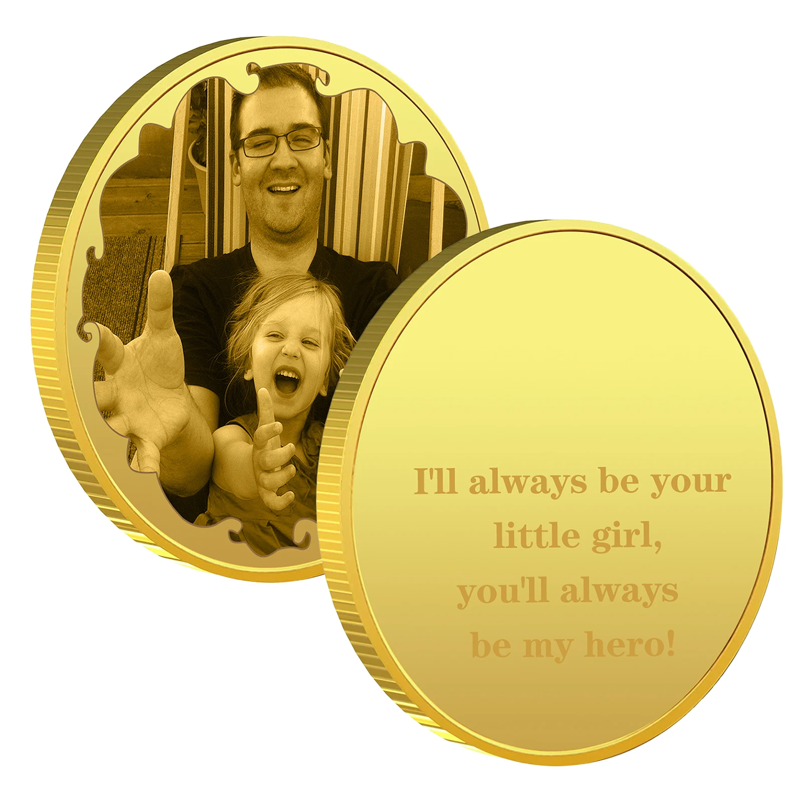 

Personalized Wedding Anniversary Gifts Custom Engraved Photo Text Words Coin Gold Color Round Pendant Memory Commemorative Coins