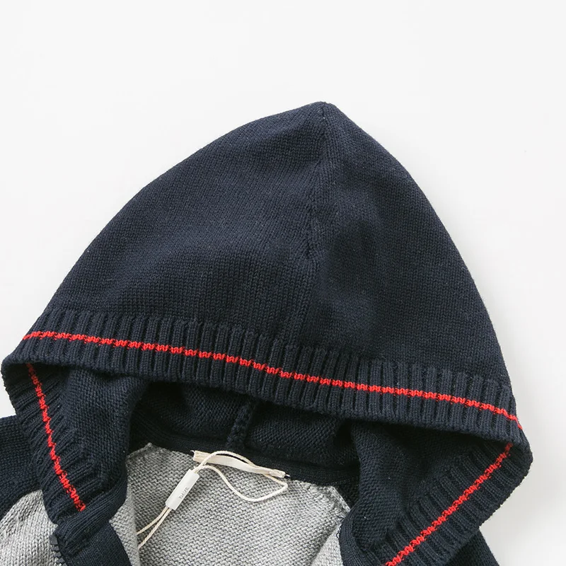 DB11456 dave bella autumn infant baby boys fashion zipper hooded cardigan kids toddler coat children cute knitted sweater | Мать и