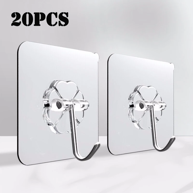 Настенные крючки на присоске 20 шт. Прочные прозрачные самоклеящиеся для кухни