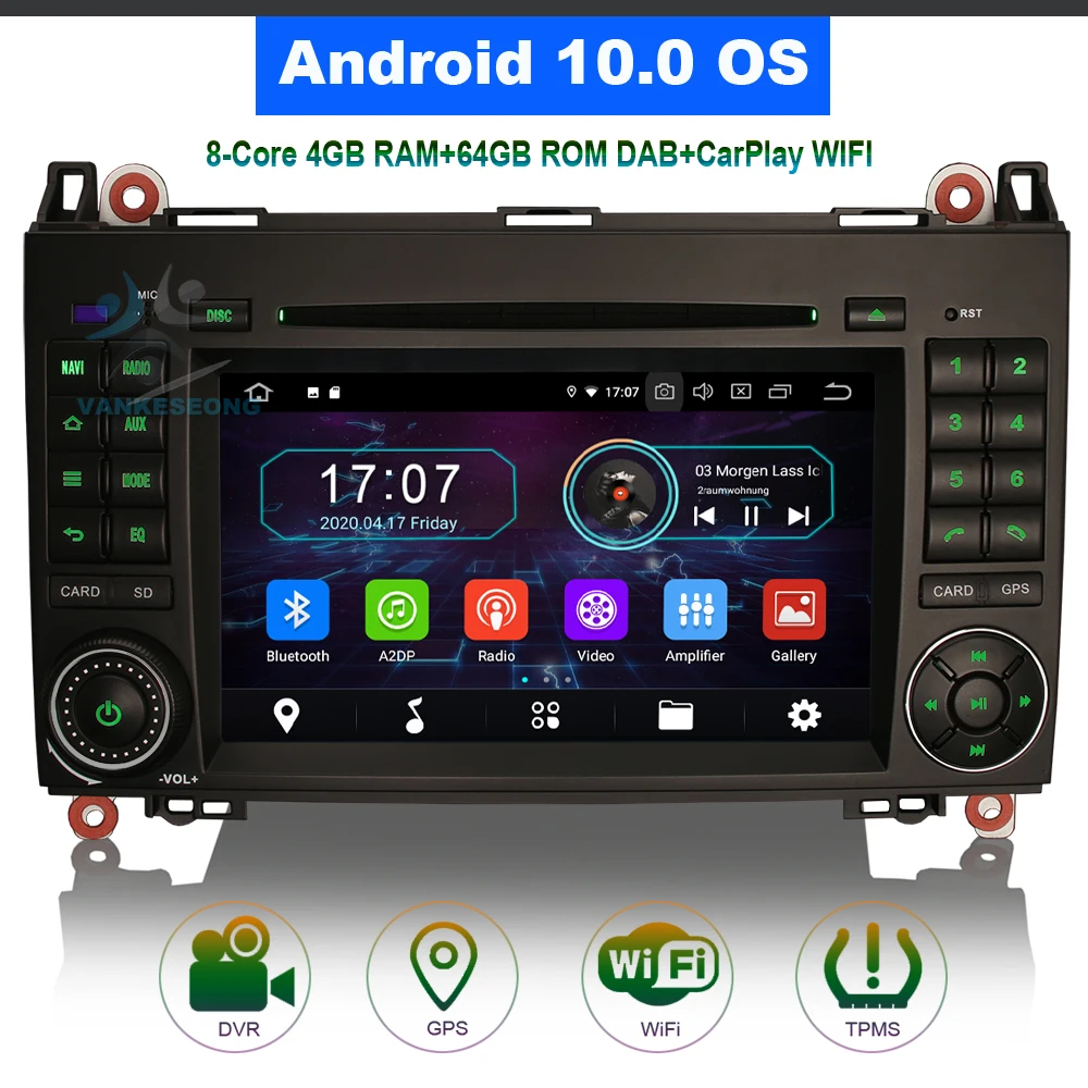 

7 "2DIN CarPlay 64 Гб GPS СБ Navi Android 10 Bluetooth Автомагнитола для Mercedes Benz Viano Sprinter W639 VW Crafer