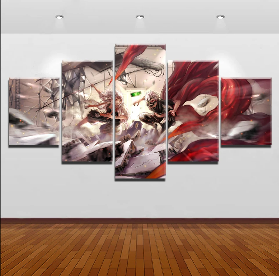 Модульный домашний декор 5 шт. Hd принты анимация Токийский Гуль картины холст