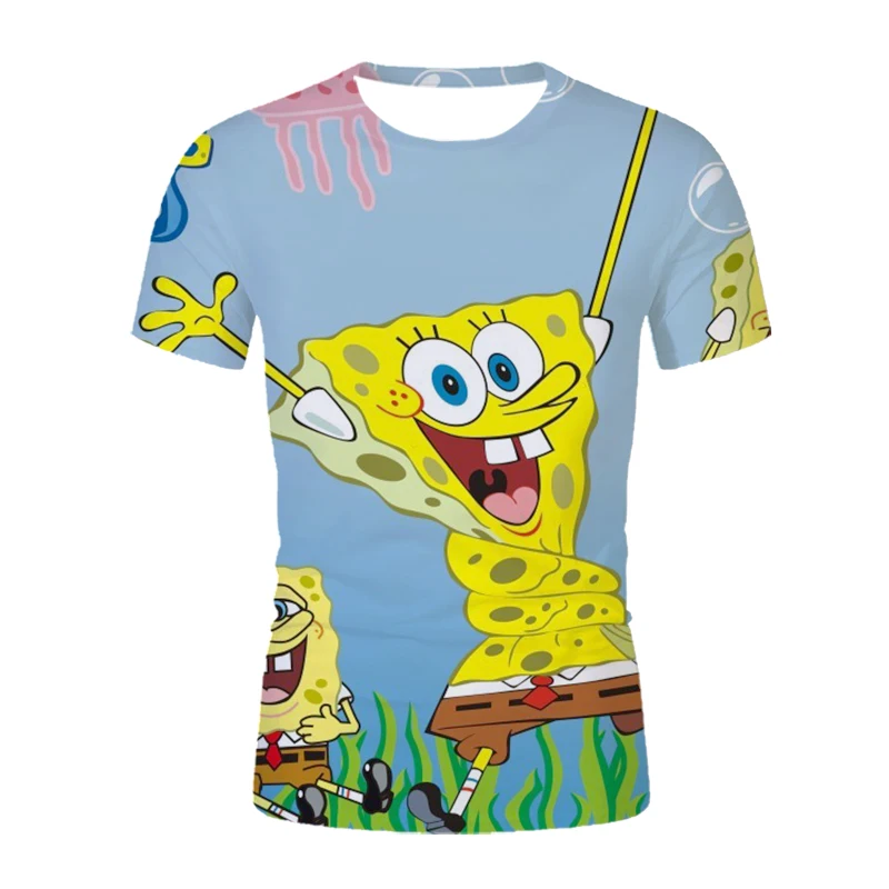 

2021 Cartoon Sponge Pictures Fun Men And Women 3D Printed T Shirt Sportswear Men And Women Top Casual Shirt