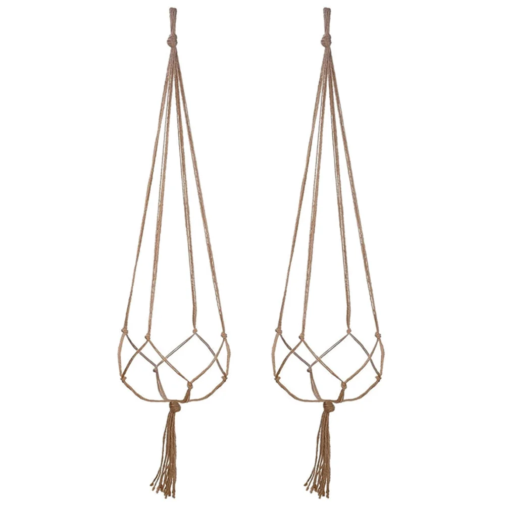

2 Pcs Macrame Jute Plant Hanger Flower Pot Hanging Basket Hanging Planter Net