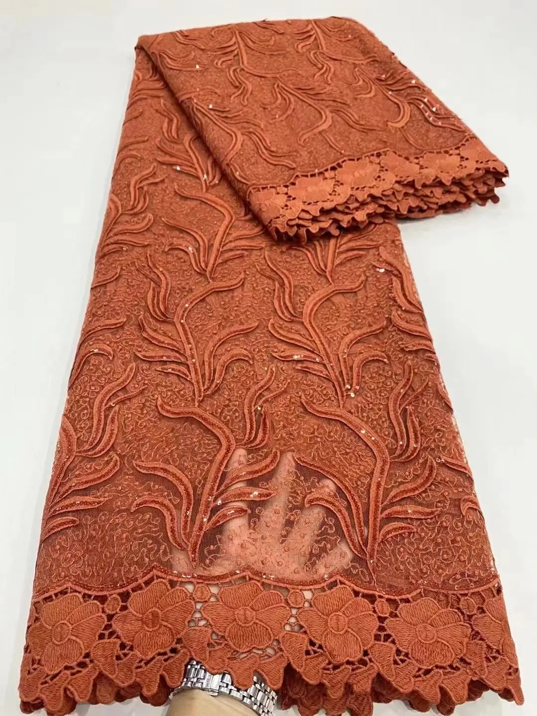 

Красивое французское нигерийское Сетчатое кружево с блестками, африканский тюль, сетчатая кружевная ткань для вечернего платья, 5 ярдов/пар...