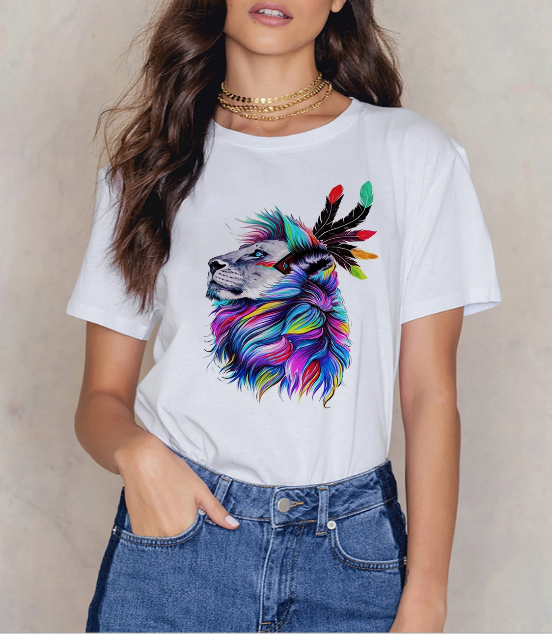 Женская футболка С Рисунком Тигра Ggraffiti Повседневная с принтом летняя короткими