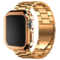 silicone protector covermetal strap for apple watch se67543 iwatch band 44 40 45 41 42 38 mm stainless steel bracelettool