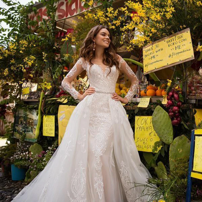 

Hi Shy Bride New Simple Wedding Dress Backless Sleeveless Design Chiffon Lace Bride Dresses Princess Dress Plus Size Tailor-made