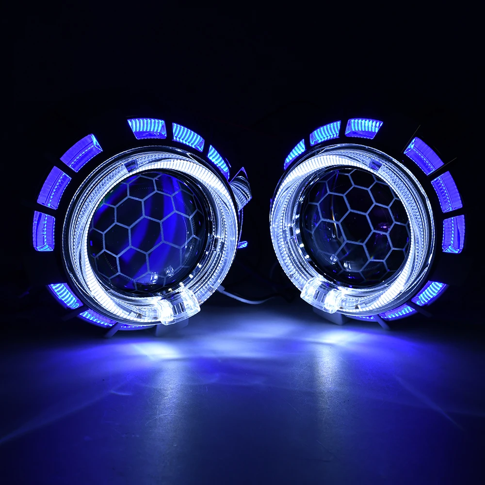 Биксеноновые линзы проектора 2 5 дюйма сотовые светодиодсветодиодный ангельские