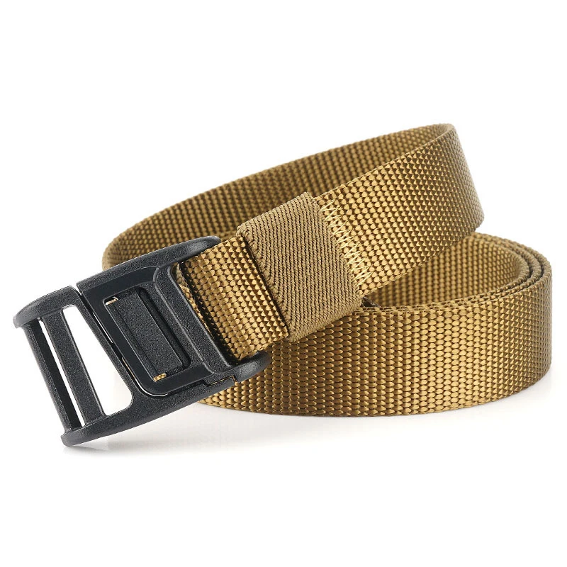 Ремень мужской тактический однотонный холщовый пояс с пряжкой-вставкой для