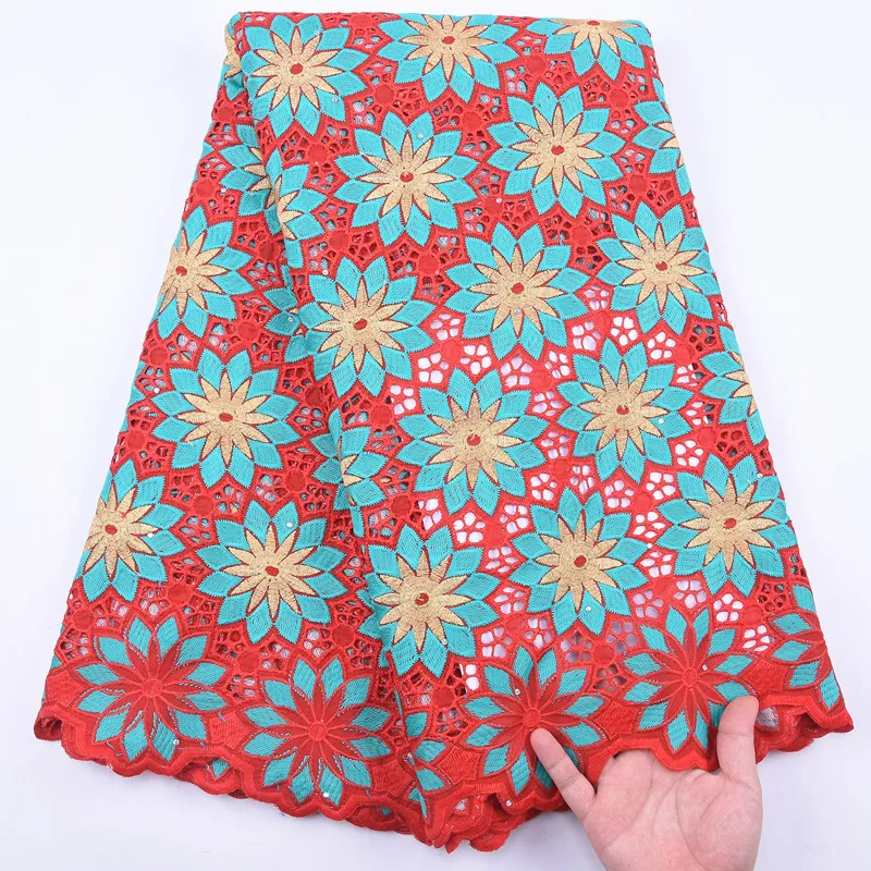 Швейцарская вуаль кружева в Швейцарии с камнями вышивка Африканский нигерийский