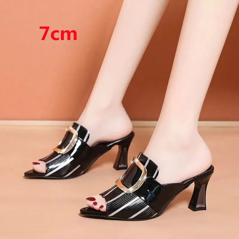 

Female Fashion Sweet High Quality Peep Toe High Heel Shoes Women Cool Black Silver Comfort Summer Heels Zapatos Dama B9174