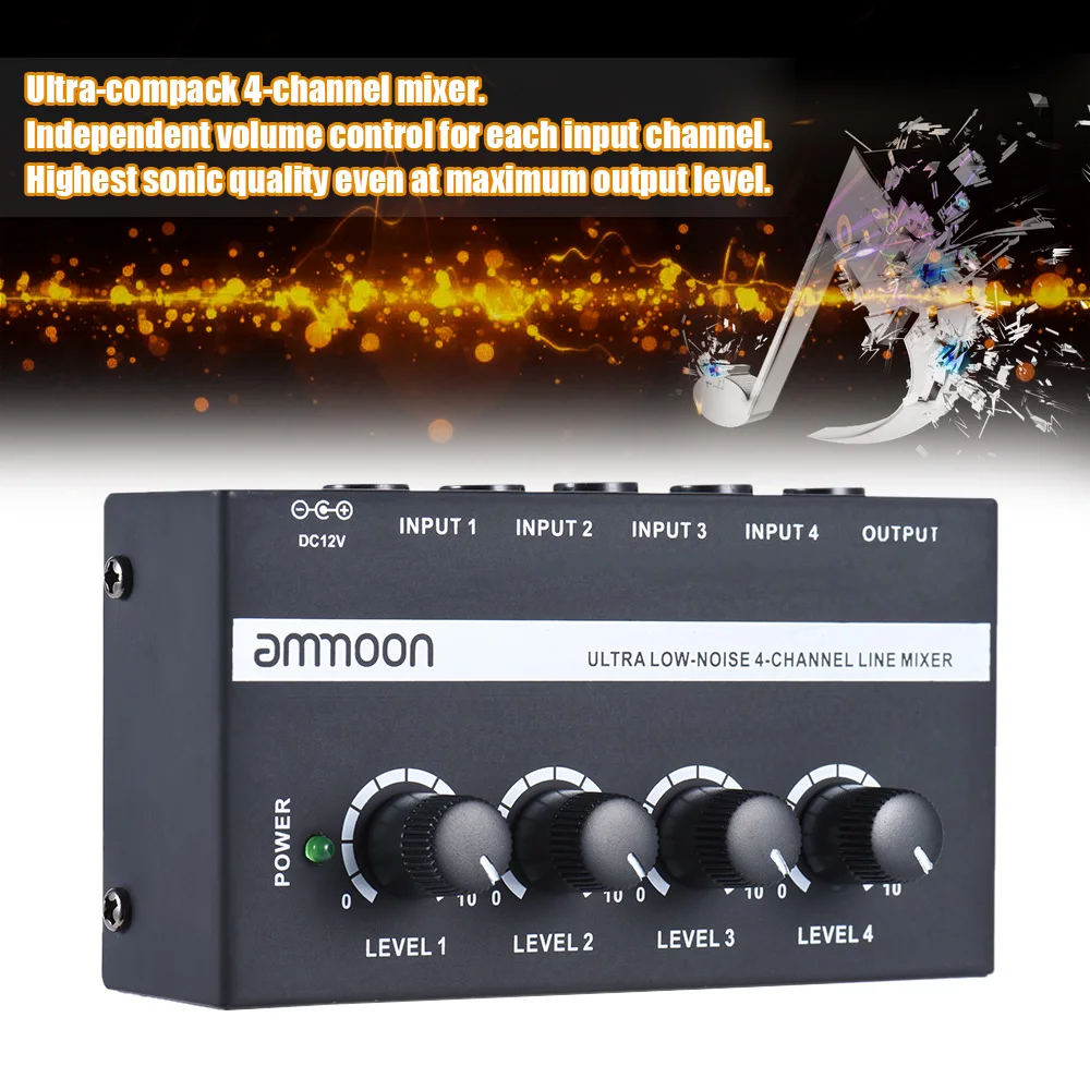 Микшерная консоль ammoon MH400 MX400 4-канальный ультракомпактный с низким уровнем шума