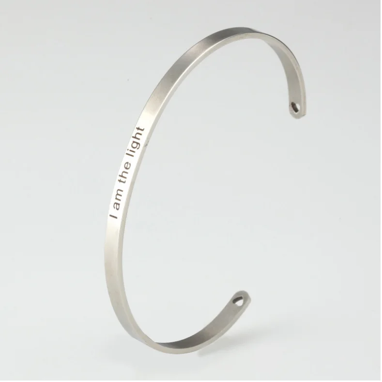 

Stainless Steel Bangle I am the light -Your Own Logo Picture Free Engraving