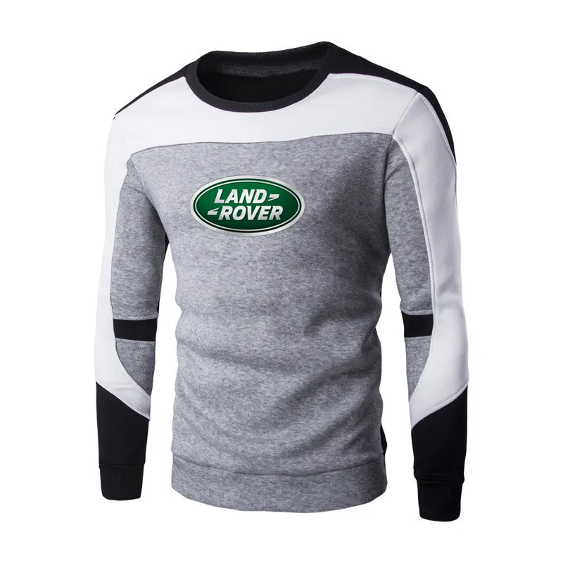 

Spring 2021 new Land Rover car logo men's round neck patchwork sweater printing fleece long-sleeved Korean loose fashion trend