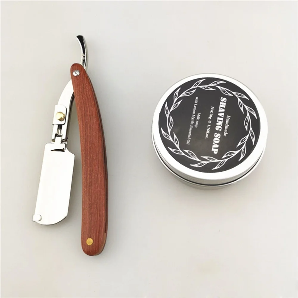 

Wooden Handle Chic Straight Barber Edge Steel Razors Shaving Knife Folding Men Vintage Straight Edge Metal Hair Shaper Barber Ra