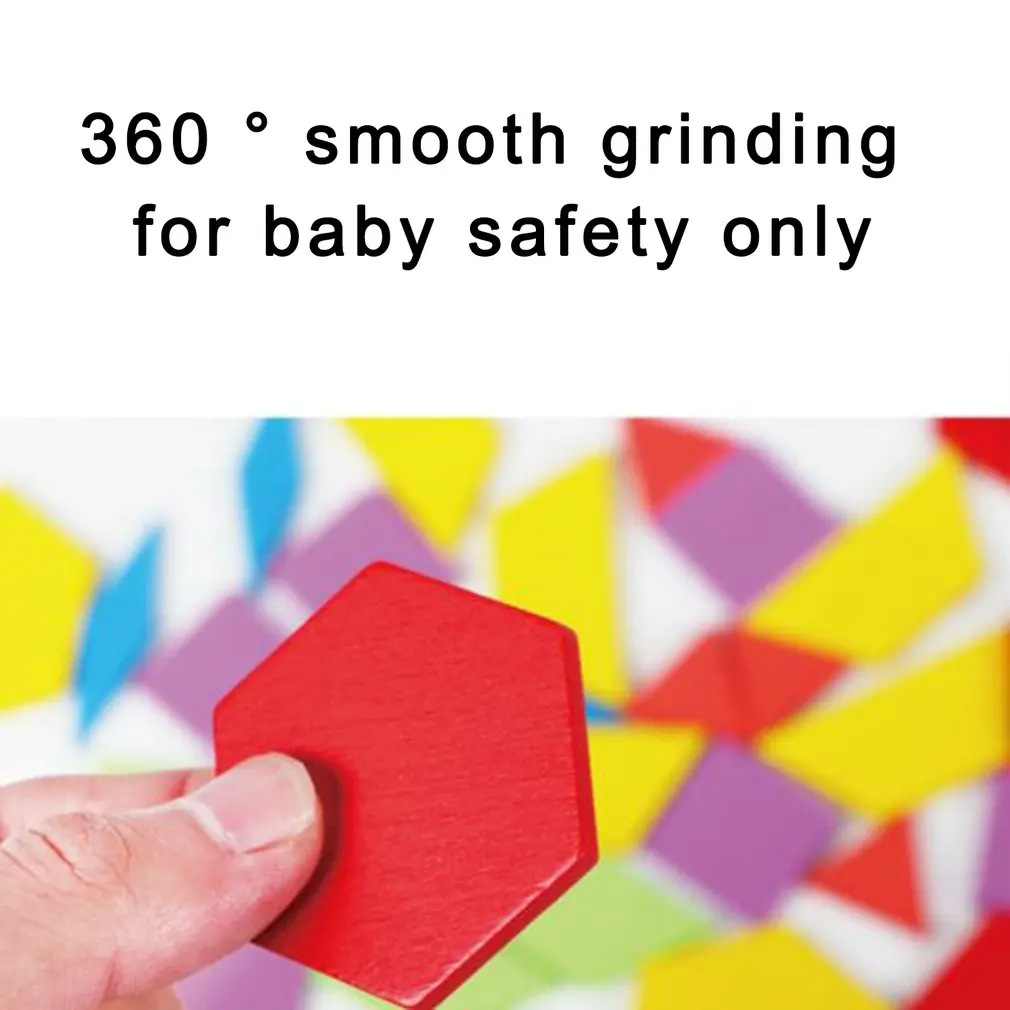 155 Pcs Wooden Pattern Blocks Set Geometric Shape Puzzle Kindergarten Classic Educational Montessori Tangram Toy | Игрушки и хобби