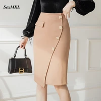 plus size black skirts womens 2021 fashion high waist bodycon pencil skirt korean clothing slim elegant red office mujer faldas