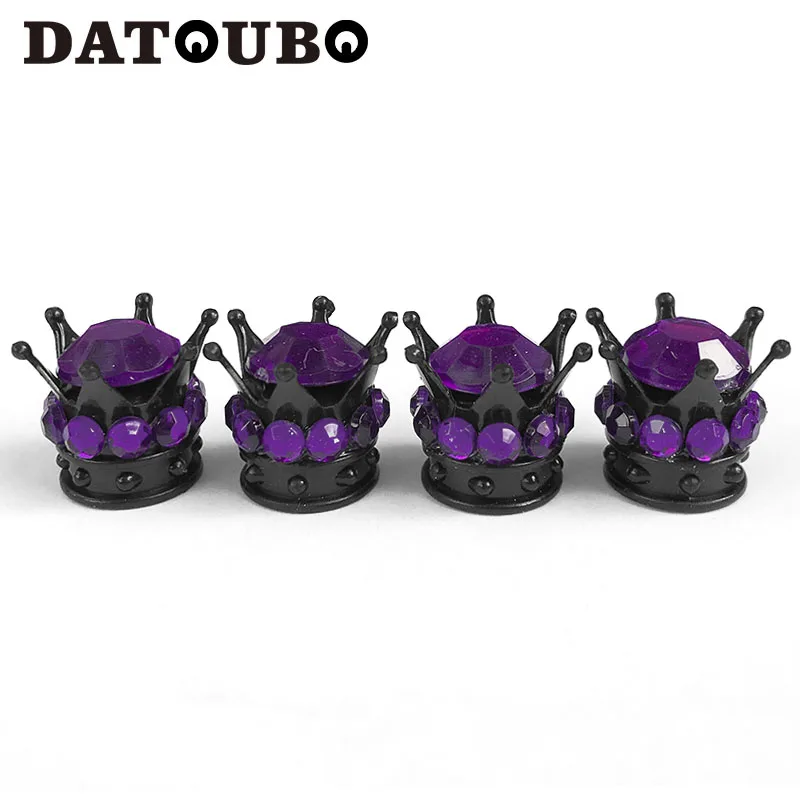 DATOUBO 4 pcs Black Crown Pink White Diamond Crystal Car Tire Valve Caps Tyre Dust Bicycle Wheel Air Cover | Автомобили и