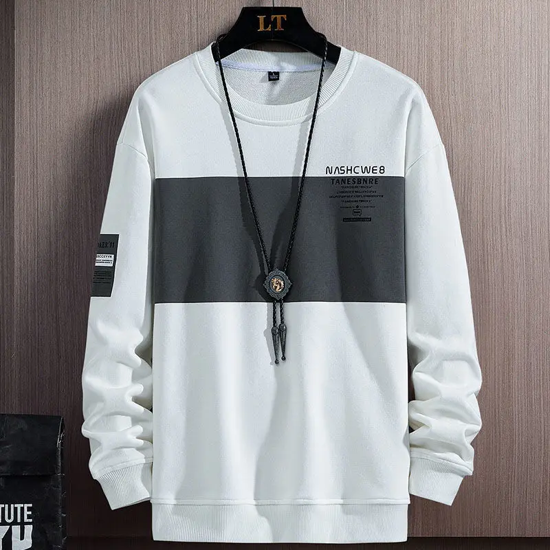 

Sweater men's round neck new loose fitting clothes trend bottom coat handsome men's coat Long Sleeve T-Shirt