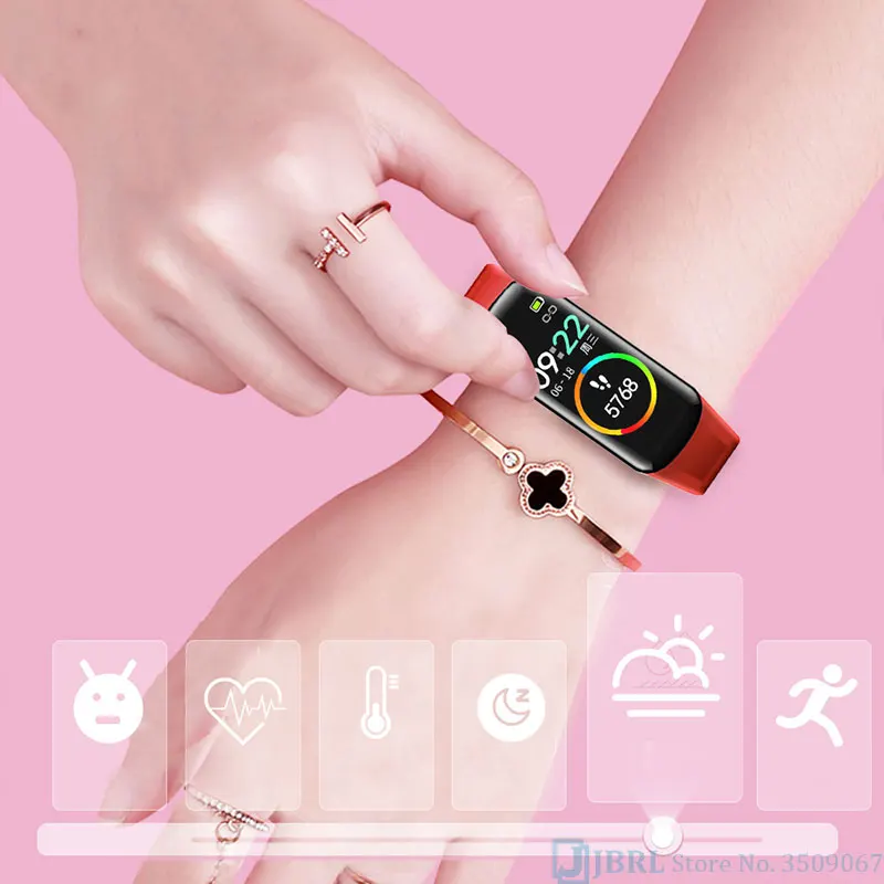 Спортивные Смарт-часы женские Smartband мужские подходят часы браслет для женщин