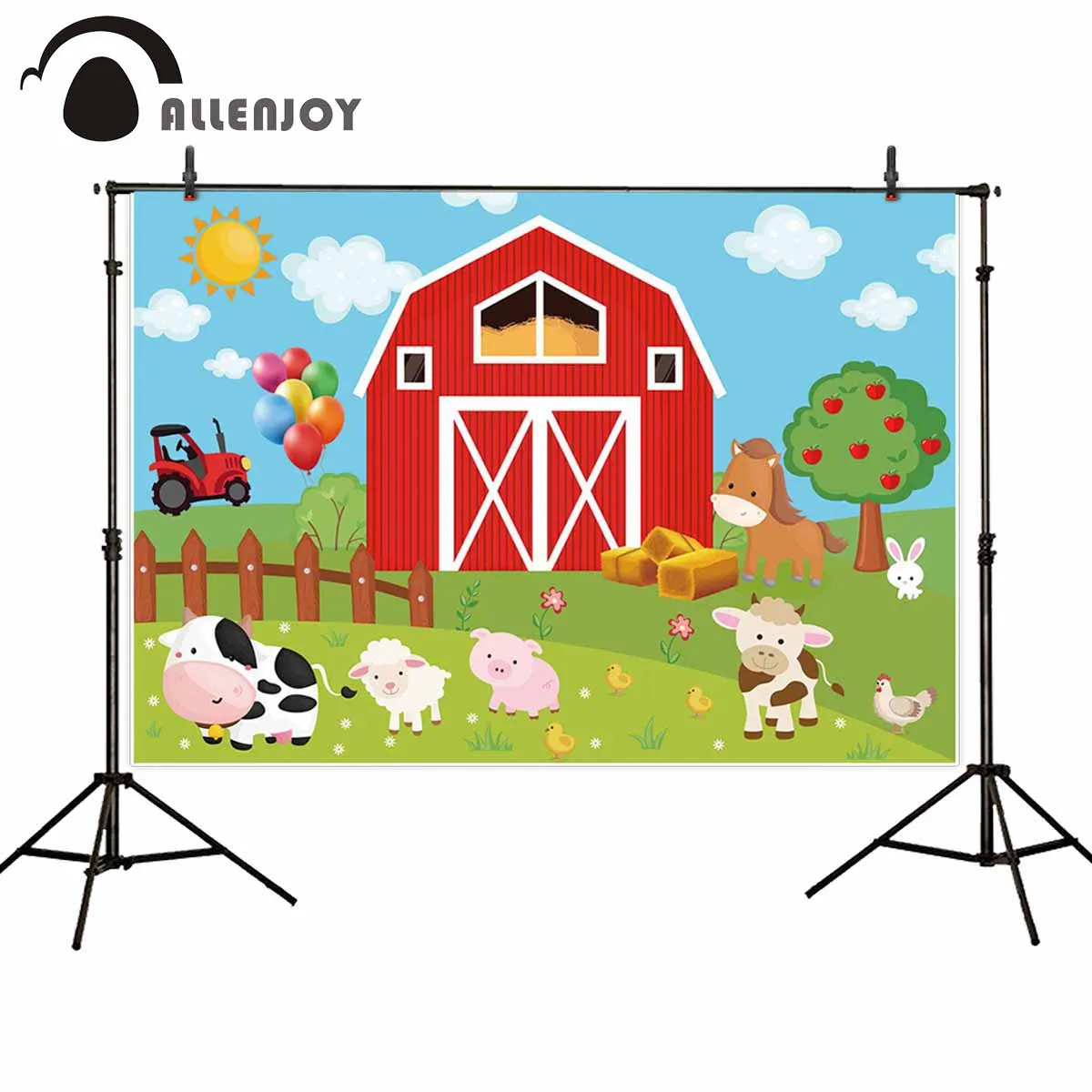 Allenjoy zзани фермерский фон фотозона сарай корова свинка овечка воздушные шары