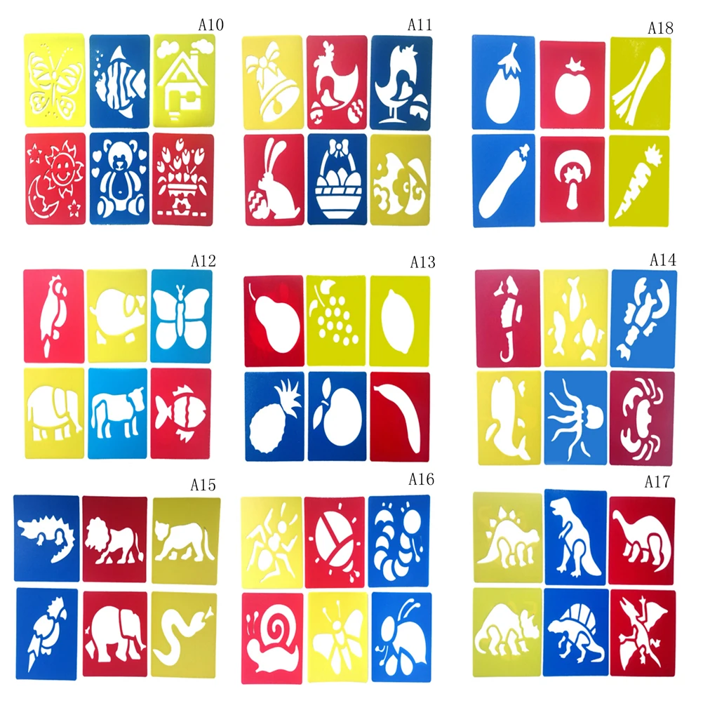 6 шт. Детские мульти-формы пластиковые линейки рисунок шаблон трафарет дети Дети