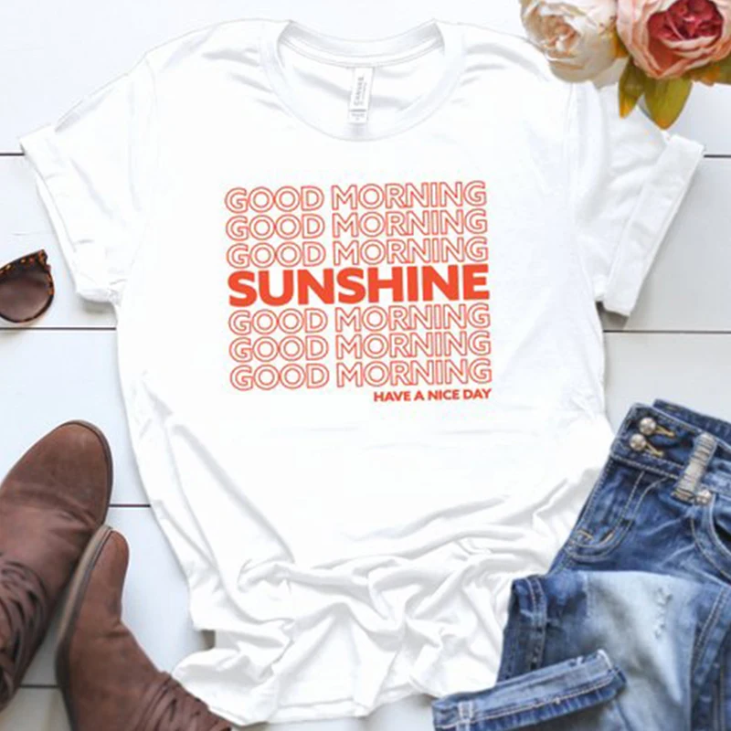 Доброе утро солнце Футболка женская вдохновляющие футболка тренировки