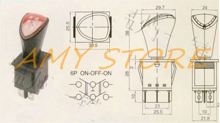 Передний-стоп-назад DPDT 6Pin защелкивающийся скользящий кулисный переключатель AC