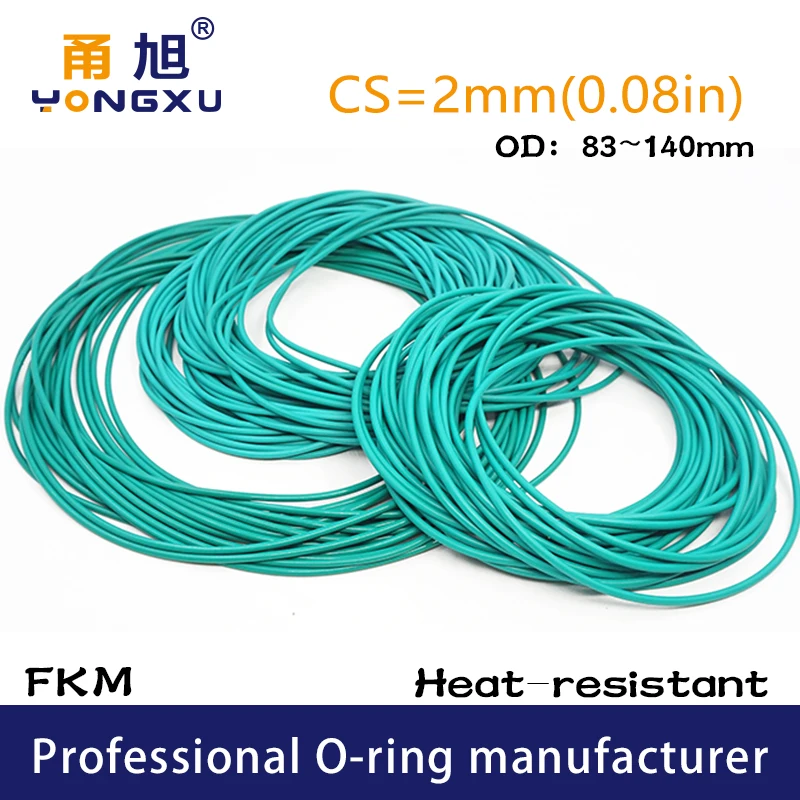 Зеленые фторрезиновые уплотнительные кольца FKM CS2mm OD83/85/90/95/100/105/110/115/120/140*2 мм