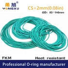 Зеленые фторрезиновые уплотнительные кольца FKM, уплотнительные кольца CS2mm OD83859095100105110115120140*2 мм, уплотнительные кольца, уплотнительные кольца, прокладка, топливные fkm шайба