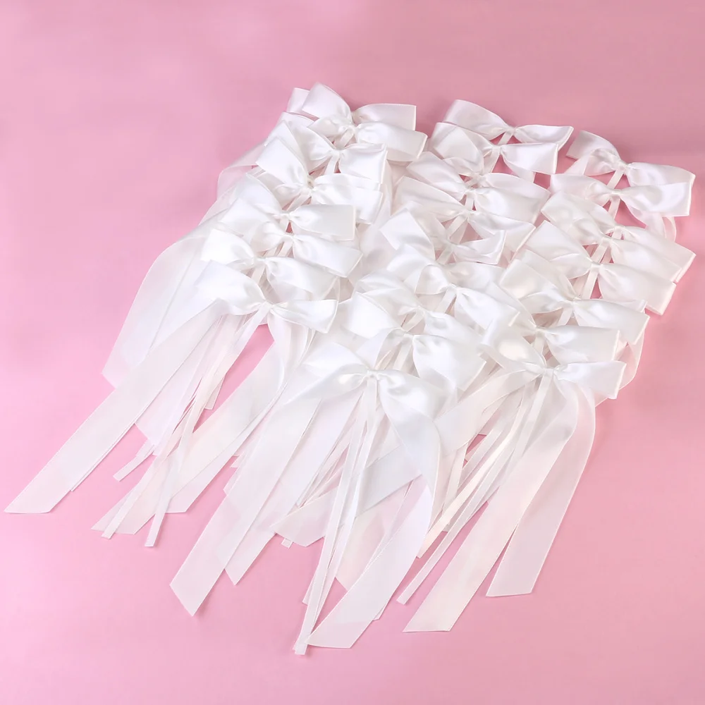 

OUNONA 50pcs Silk Ribbon Bows Bow-knot Wedding Cars End Gift Wrap Floristry Wedding Favor Party Decoration