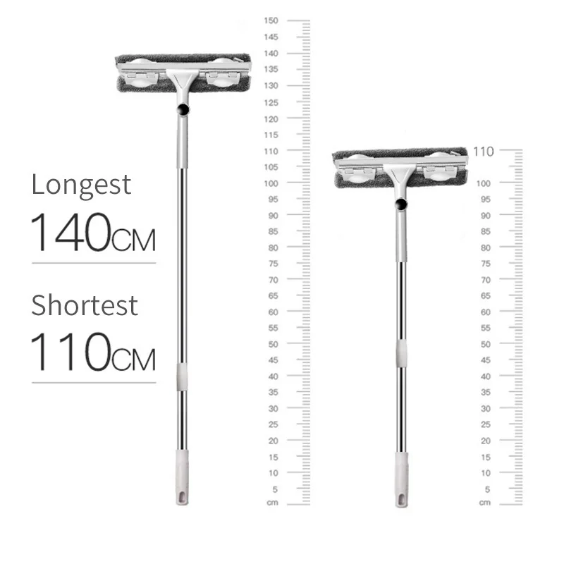 

Long Handle Cleaning Brush Window Cleaner Glass Squeegee Telescopic Rod Rotating Head with Cleaning Cloth Rubber Wiper