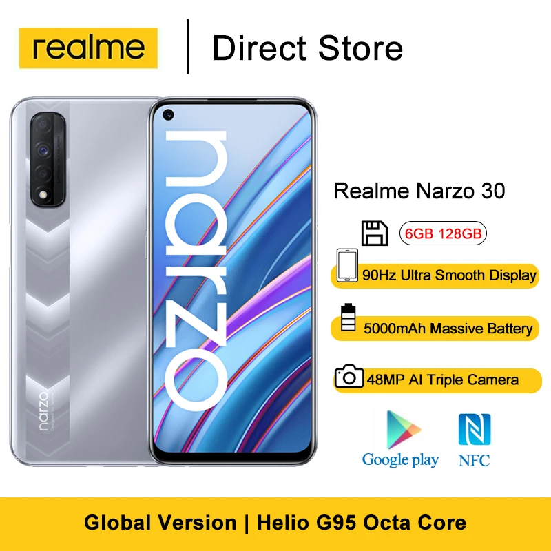Смартфон Realme Narzo 30 на Android восемь ядер экран 128 дюйма 6 ГБ + 5 ГБ|Смартфоны| |