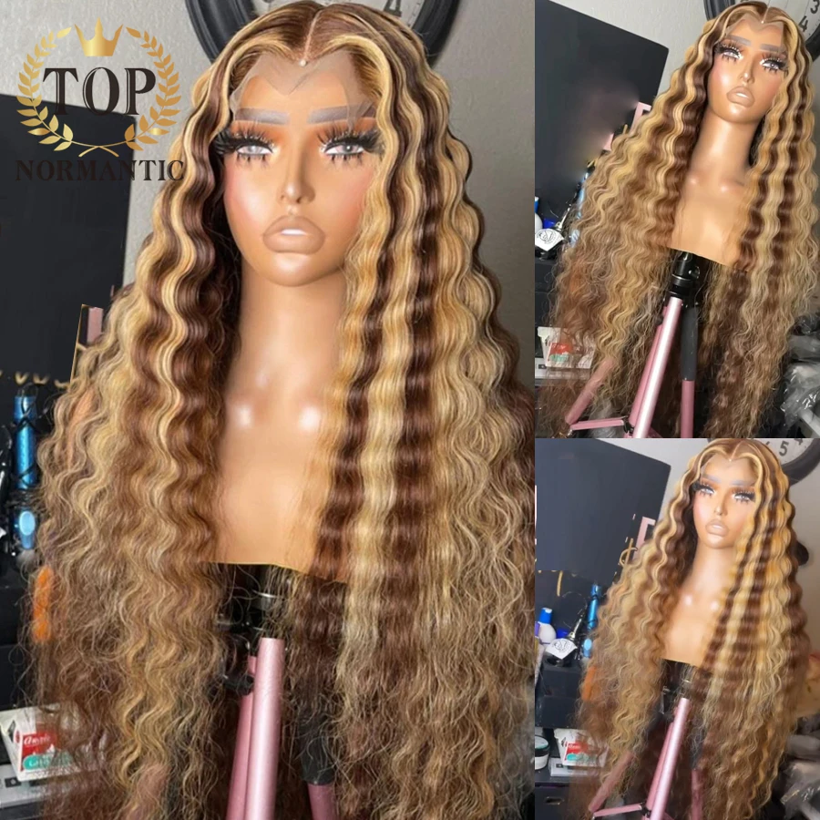 

Topnormantic Highlight Color 13x4 Lace Front Wigs For Women Brazilian Remy Human Hair Deep Wave Wig With Baby Hair