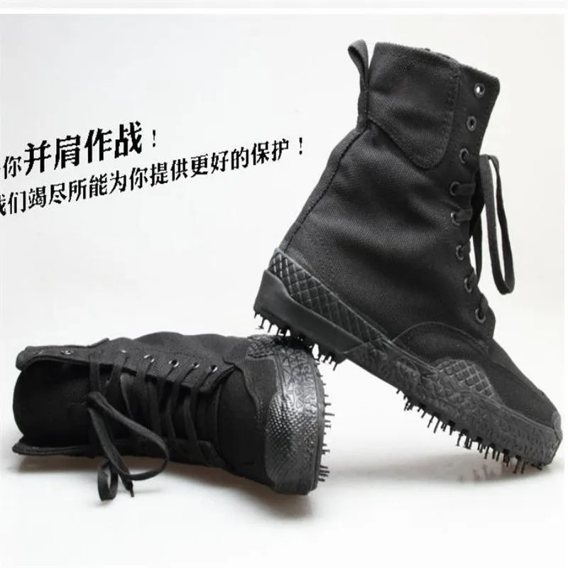 Ботинки парусиновые мужские с высокой талией черные | Обувь