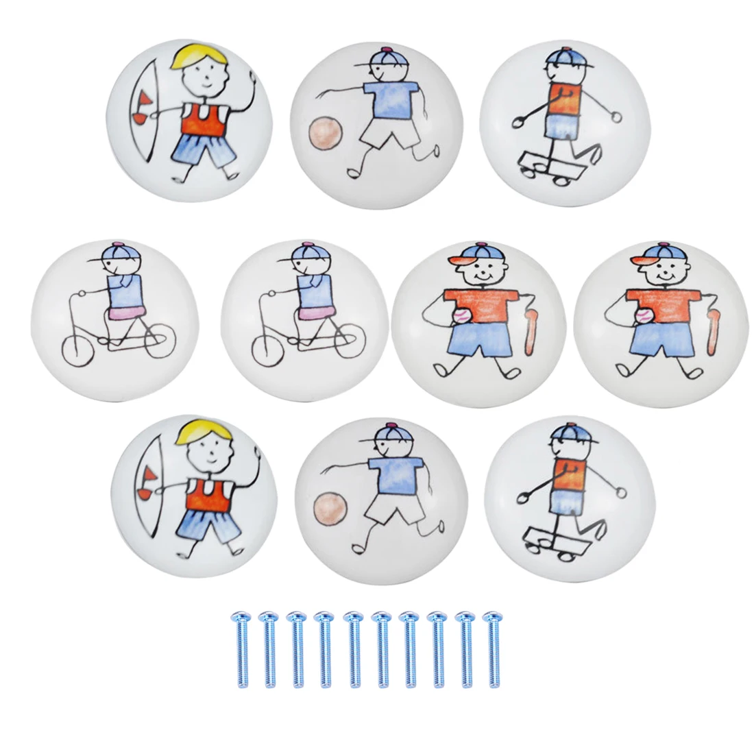 10 шт. мультяшная круглая ручка с одним отверстием керамический шкаф дверная