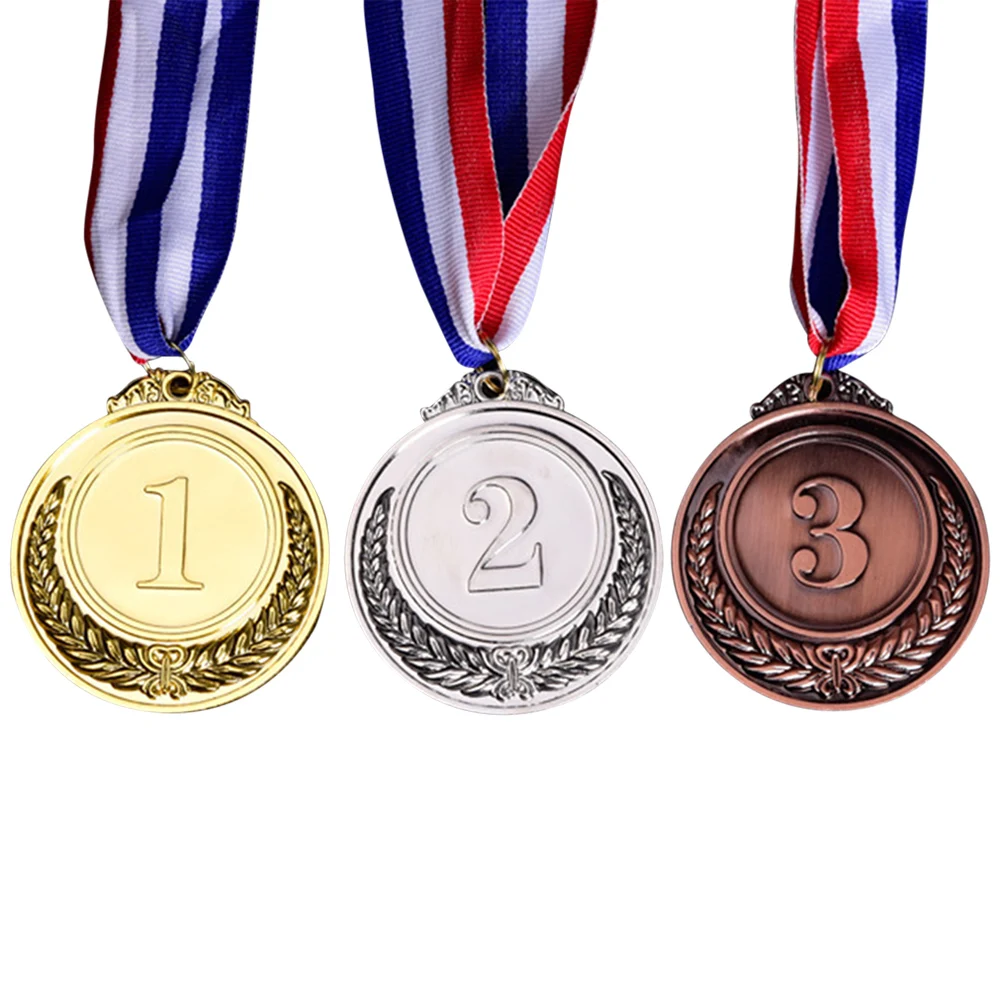 

Gold Silver Bronze Award Children Medal Winner Reward Encourage Badge Competition Prizes Outdoor with Ribbon School Party Supply