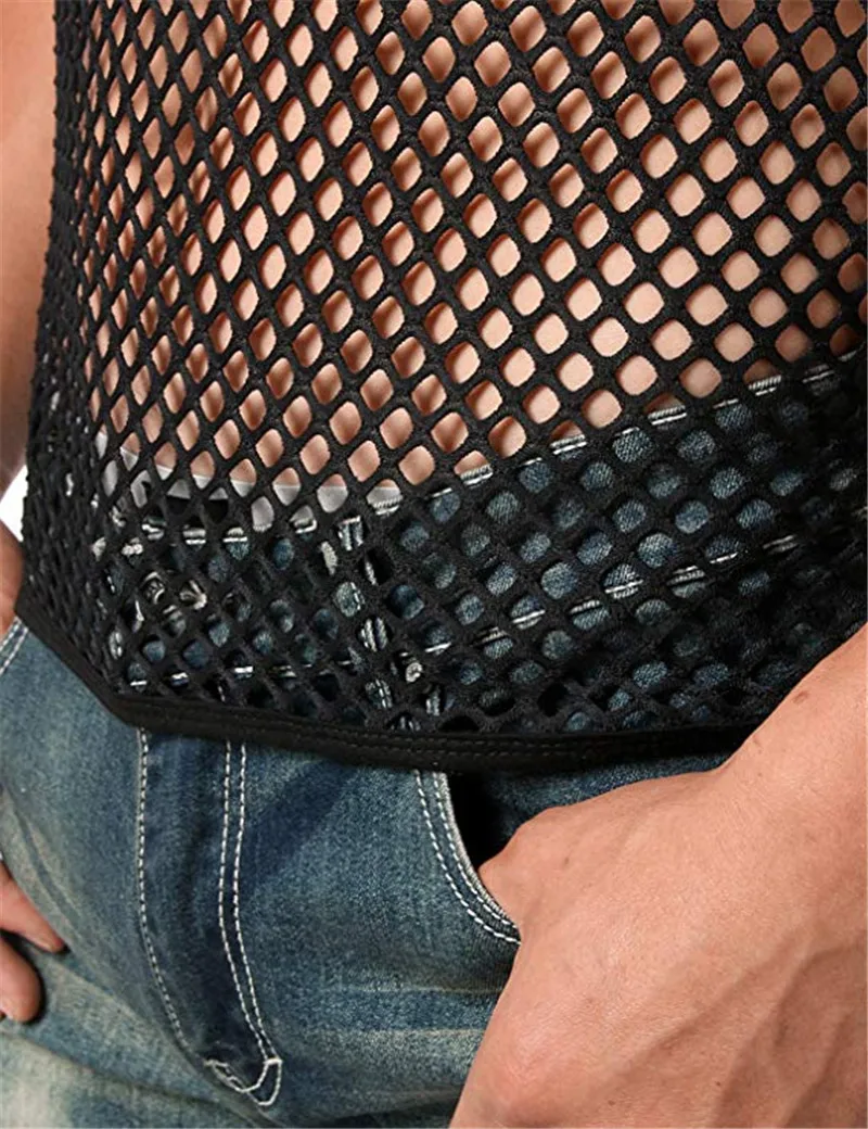 Мужская сетчатая Прозрачная майка для тренировок в тренажерном зале топы