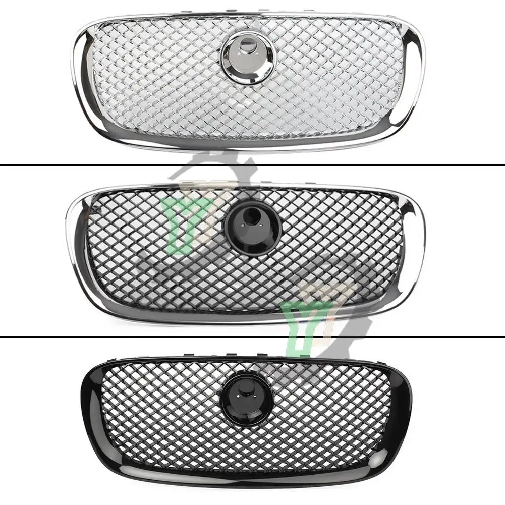 Car Front Grille Upper Radiator Grill Exterior Racing Grills Mesh Grid Front Bumper For Jaguar XF 2008 2009 2010 2011 ABS w/logo