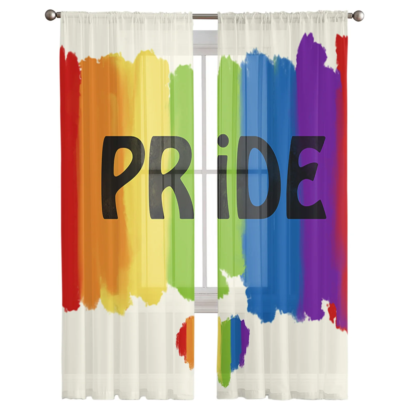 Радужные полосатые прозрачные шторы Pride для гостиной спальни кухни шифоновые