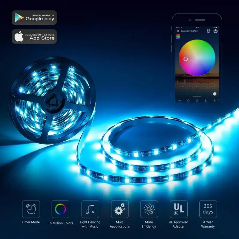 Smart Phone Wifi Wireless Controlled Strip Light New 5M 5050 RGB Waterproof IP65 150 Leds + 24 key IR Remote DC12V | Лампы и освещение