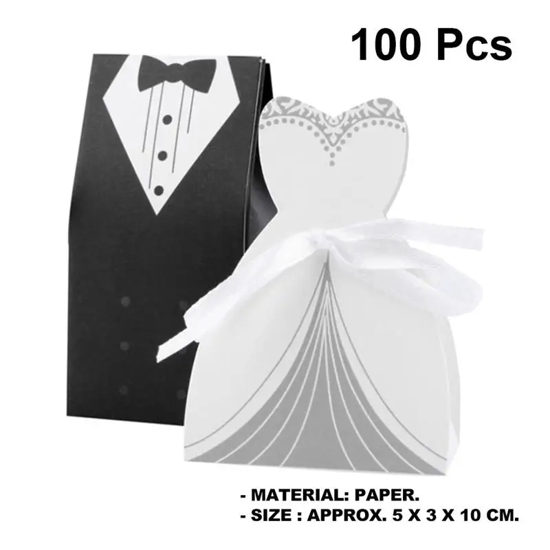 Bridegroom Bride 3 100 шт Вечерние подарочные пакеты бумажный с бантом коробка для конфет для свадебного украшения Крафт свадебные сувениры и подарочная коробка - Цвет: Bridegroom Bride 3